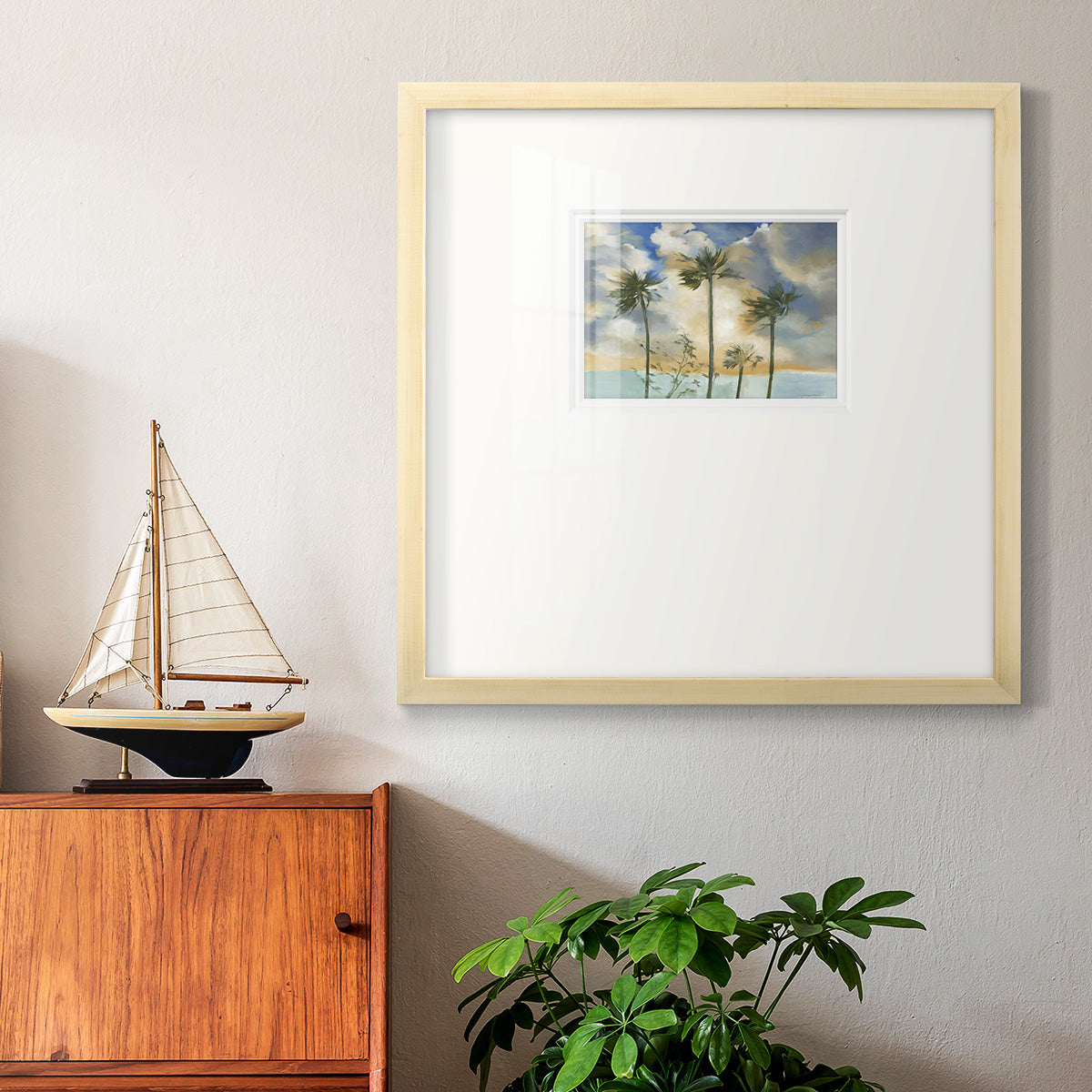 Palms in the Wind Premium Framed Print Double Matboard