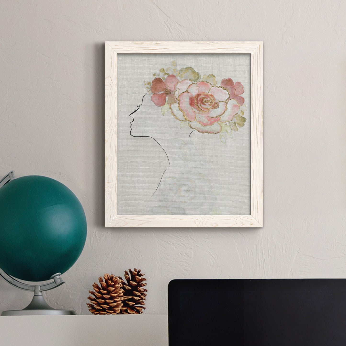 Fashion Floral Silhouette II - Barnwood Framed Canvas Print