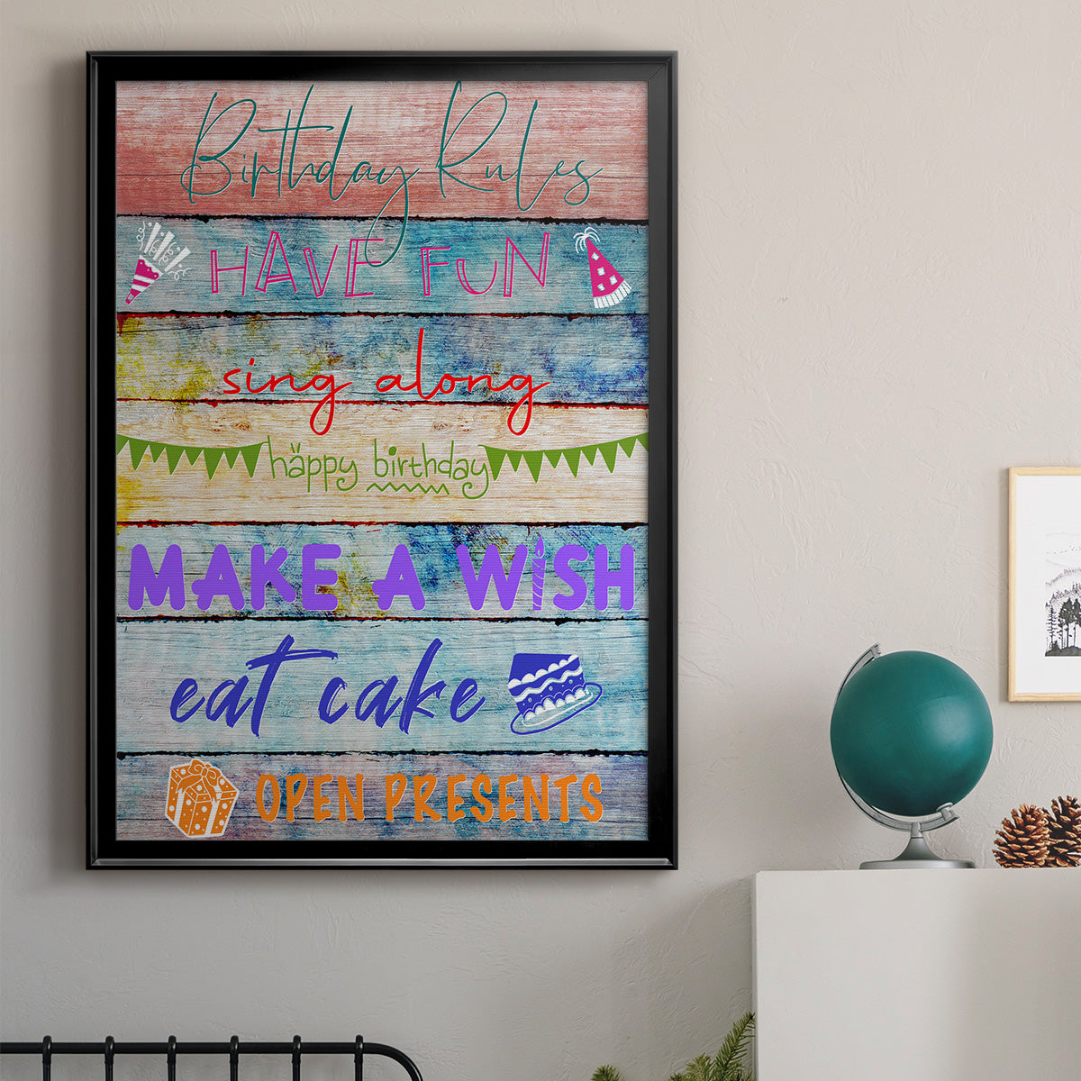 Birthday Rules - Modern Framed Canvas Print