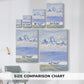 Size comparison chart for canvas art prints, showing multiple size options.