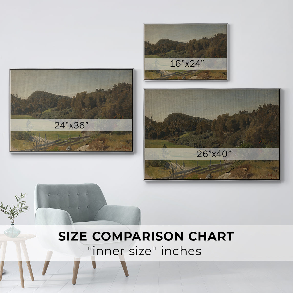 Landscape at Ljan, 1858 - Floater Framed Canvas Print