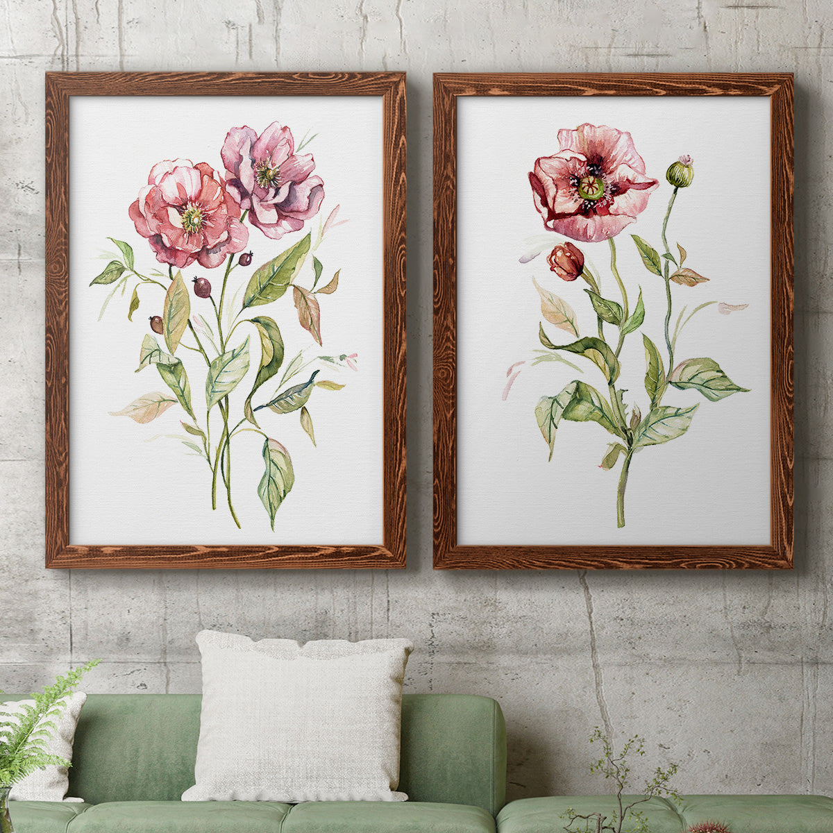 Wild Roses - Premium Framed Canvas 2 Piece Set - Ready to Hang