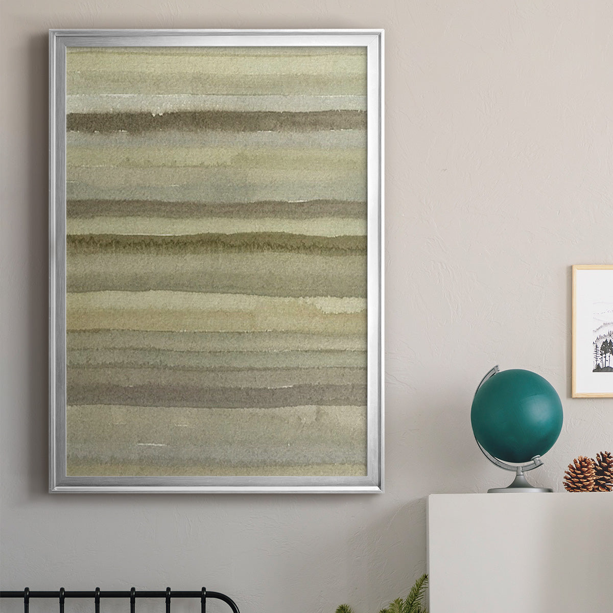 Lines in Neutral II - Modern Framed Canvas Print