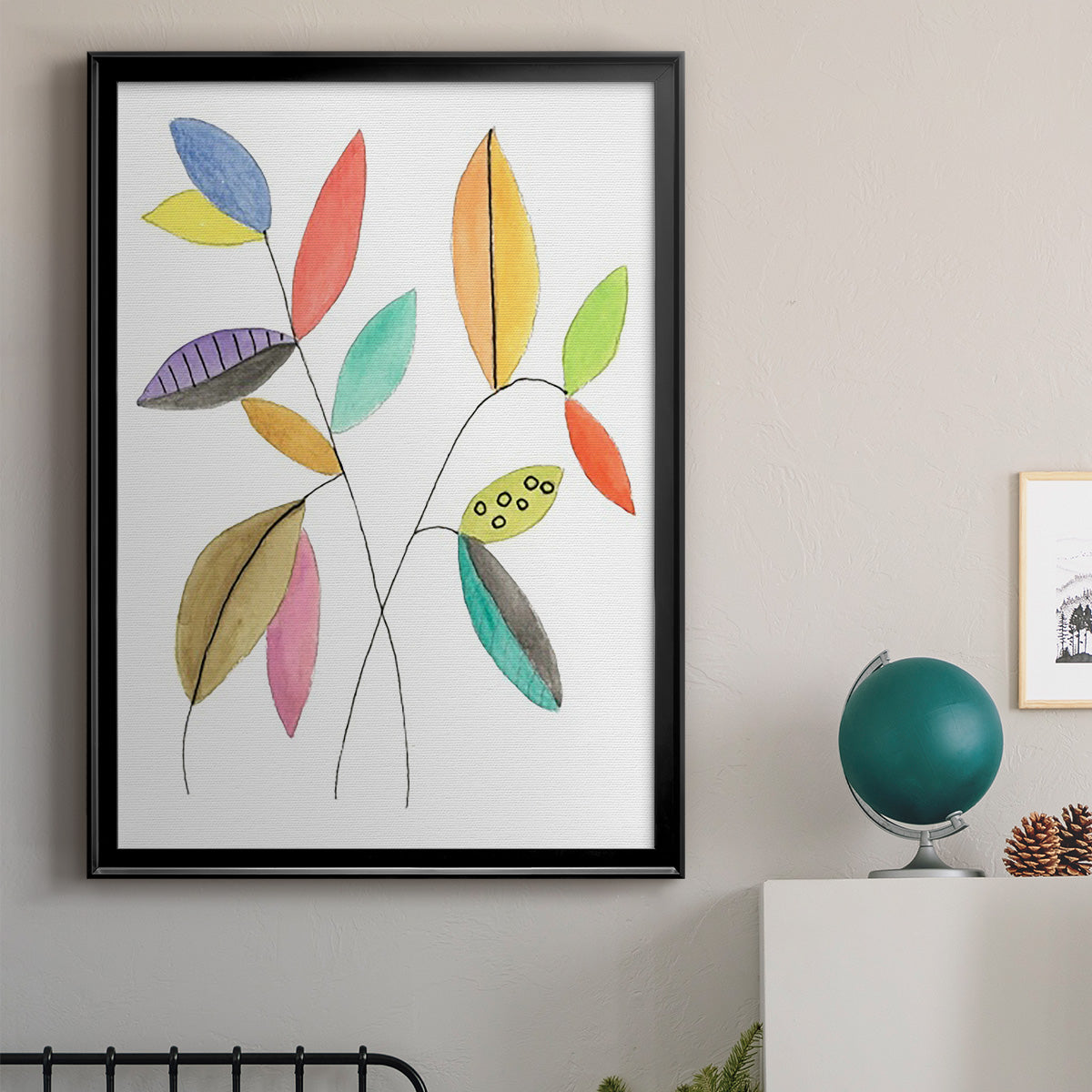 Color Pop Leaves IV - Modern Framed Canvas Print