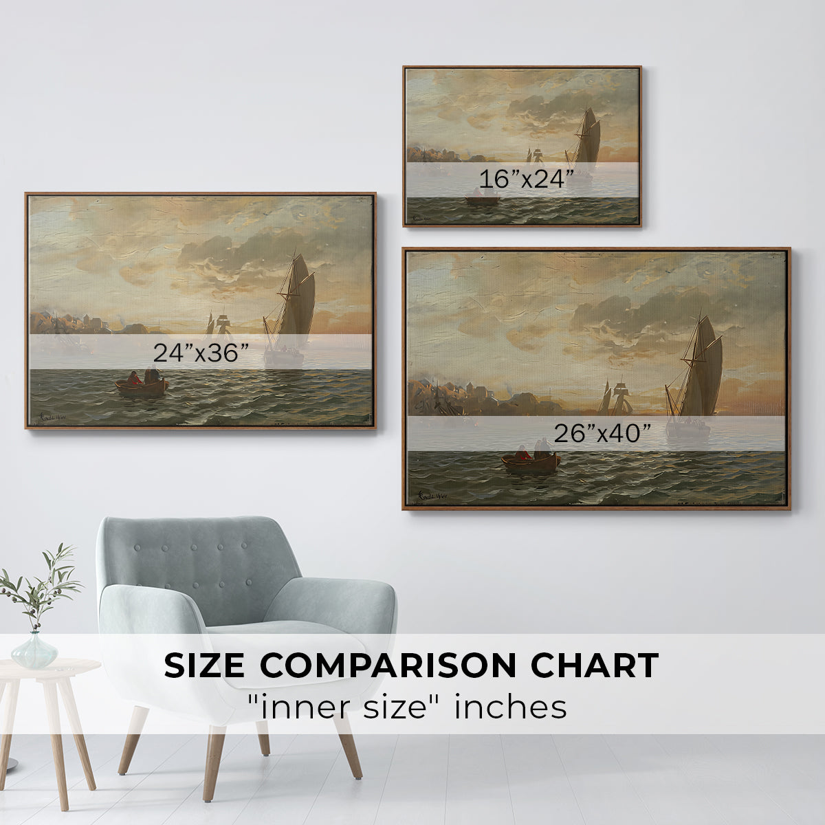 View from the Oslofjord, 1866 - Floater Framed Canvas Print