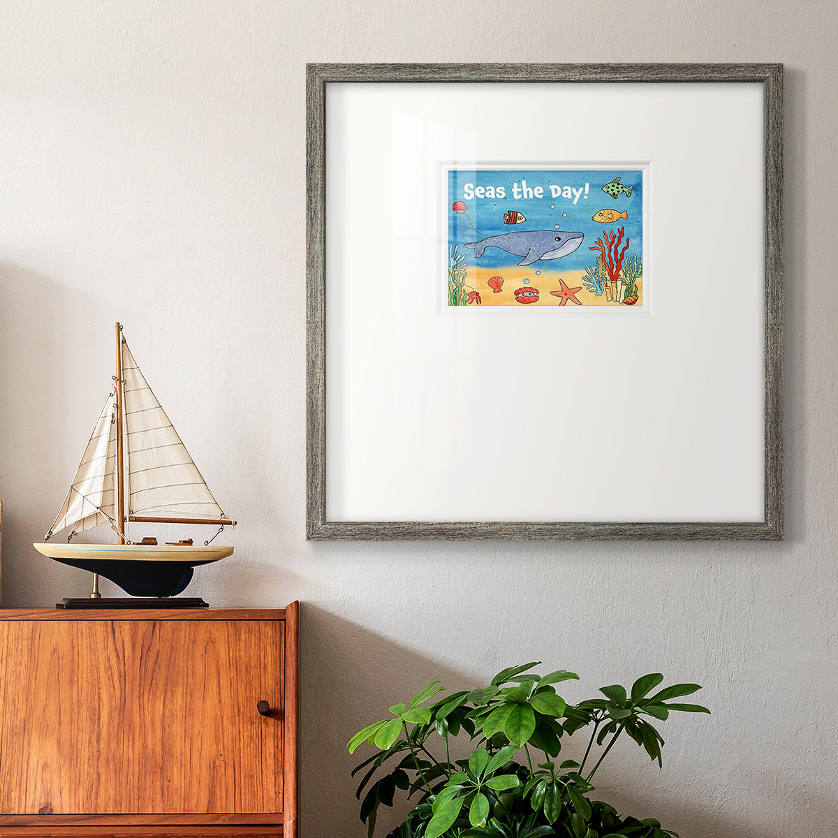 Cute Sea Creatures II Premium Framed Print Double Matboard