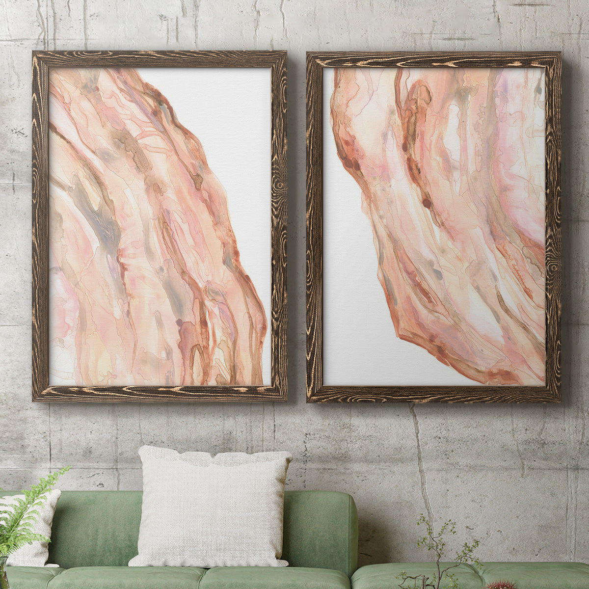 Rose Quartz I - Premium Framed Canvas 2 Piece Set - Ready to Hang