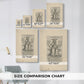Size comparison chart for canvas art prints, showing multiple size options.