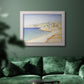 Impressionist Mediterranean jetty seascape by Paul Signac in an ornate weathered white frame displayed in a dark-toned interior setting.