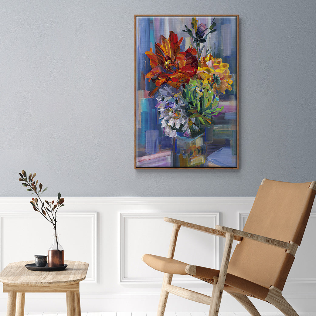 Modern Bouquet - Floater Framed Canvas Print