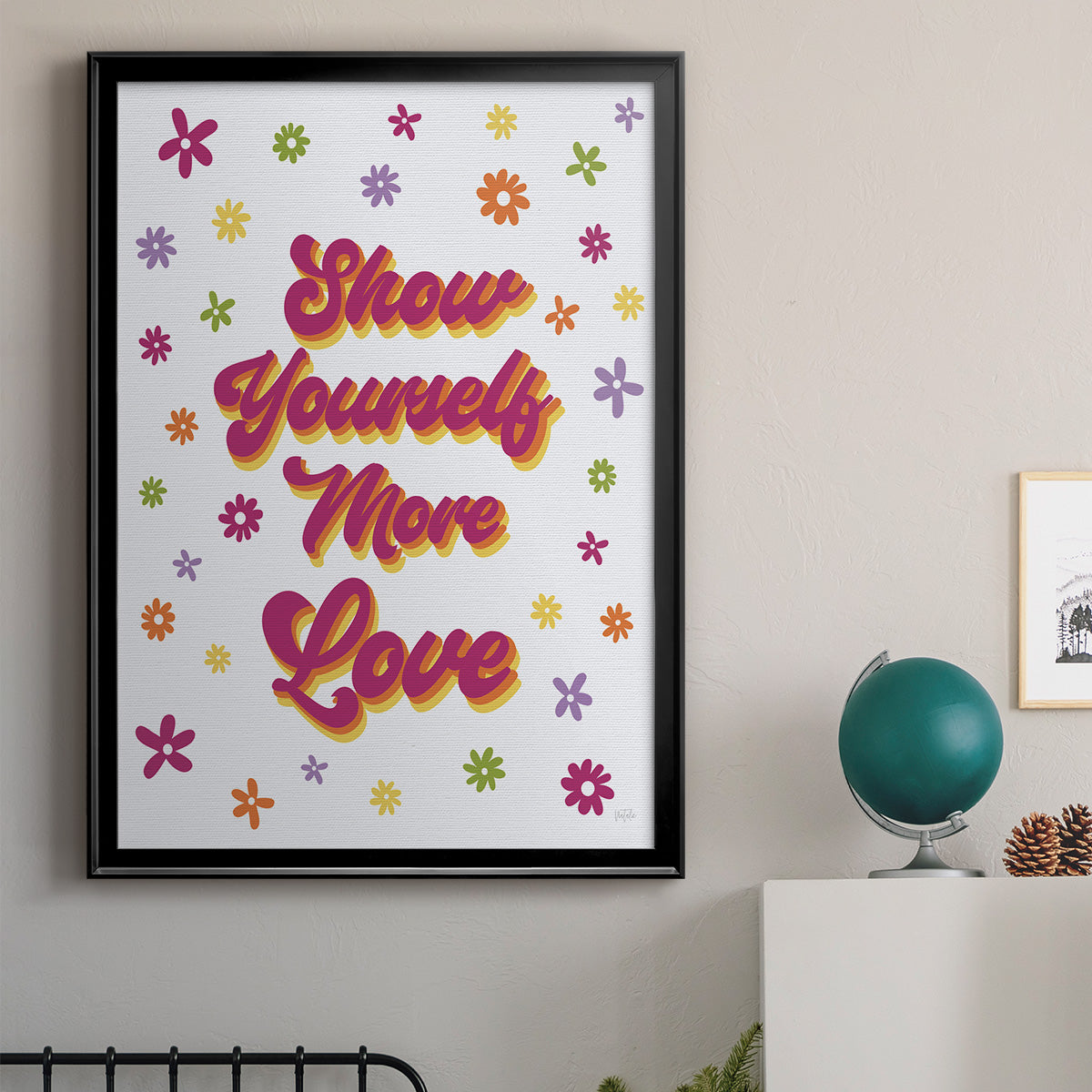 Show Yourself More Love - Modern Framed Canvas Print