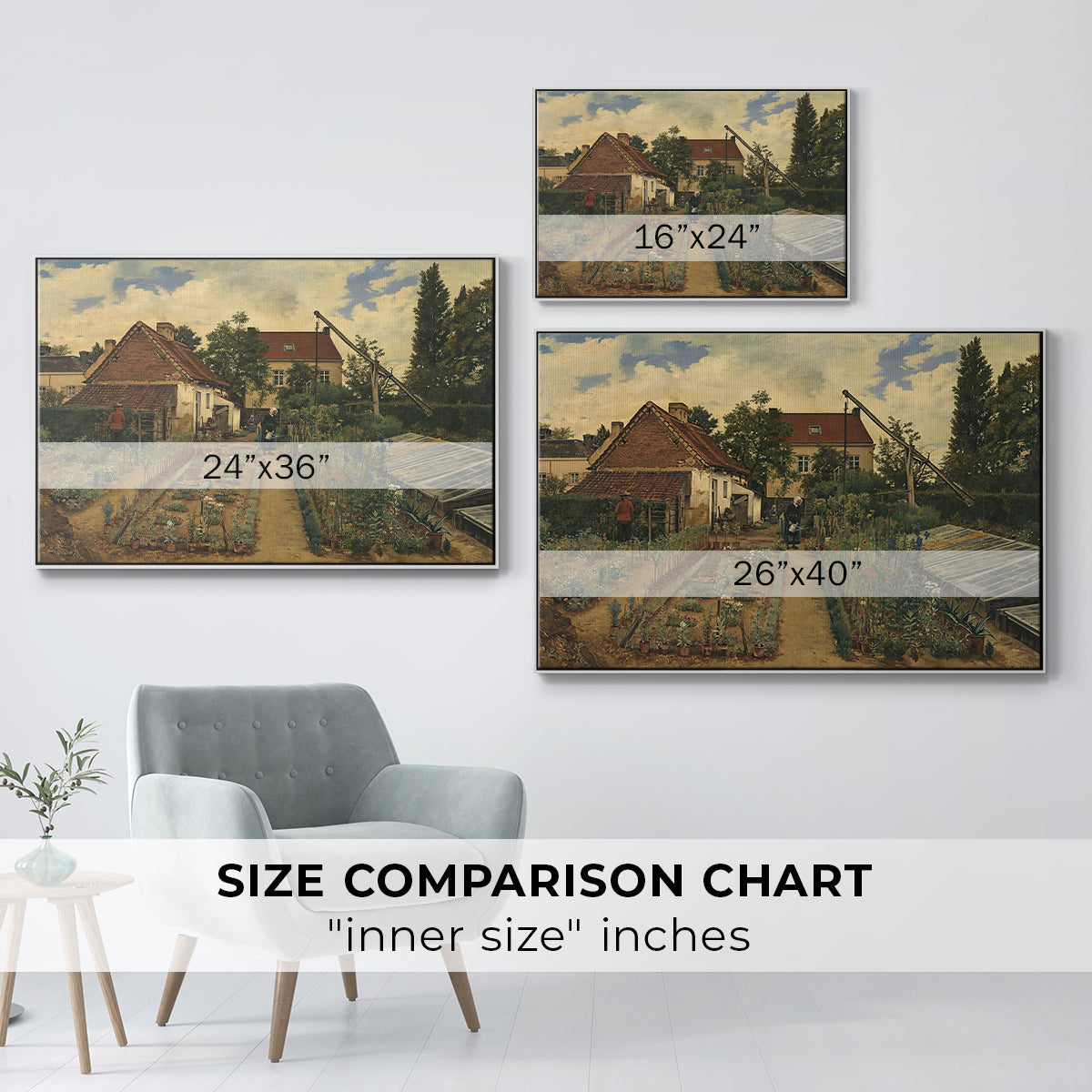 Garden of a Florist (The Flower Garden), 1864 - Floater Framed Canvas Print