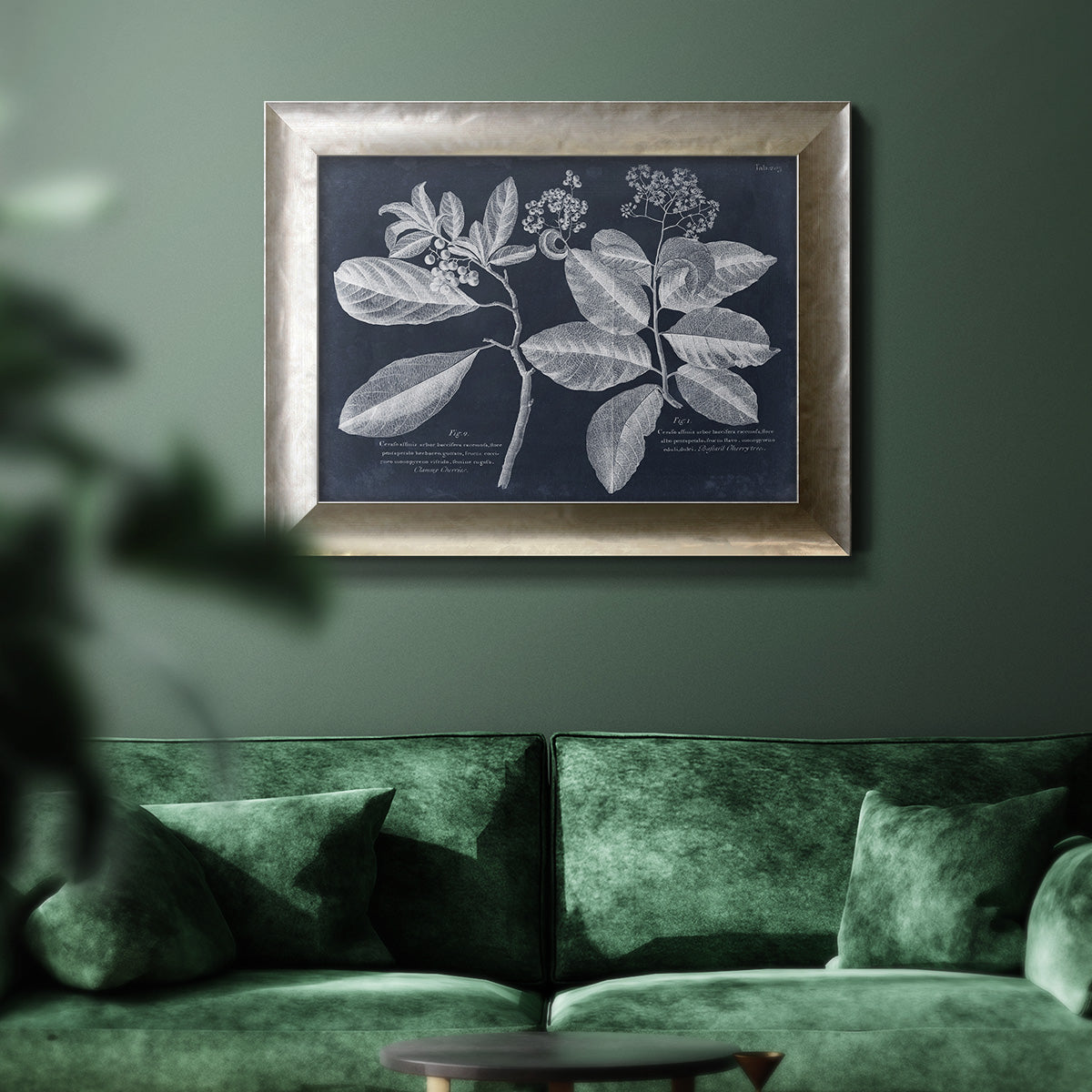 Foliage on Navy IV Premium Framed Canvas- Ready to Hang