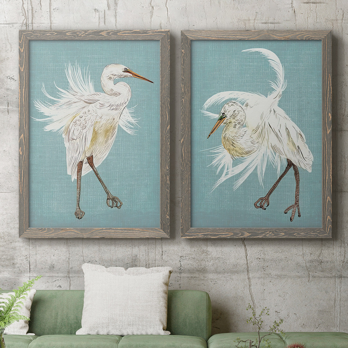 Heron Plumage III - Premium Framed Canvas 2 Piece Set - Ready to Hang