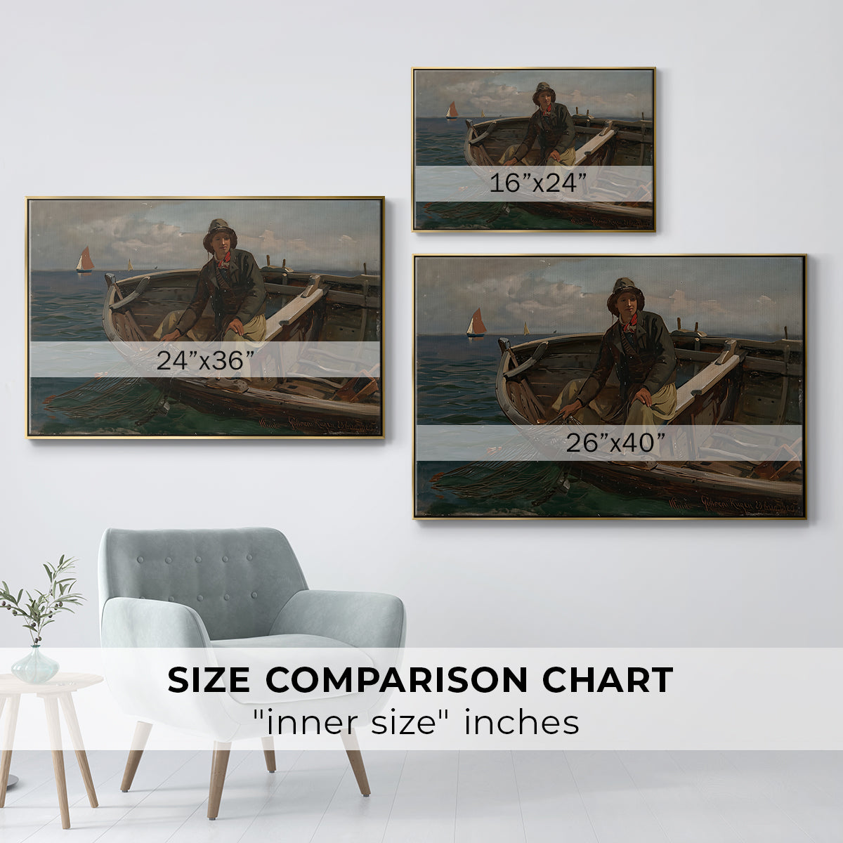 Fishermen from Rügen, 1882 - Floater Framed Canvas Print