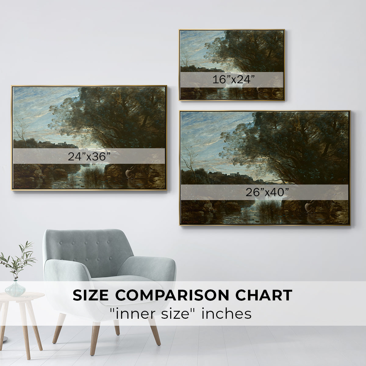 Souvenir of the Environs of Lake Nemi, 1865 - Floater Framed Canvas Print