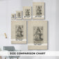 Size comparison chart for canvas art prints, showing multiple size options.