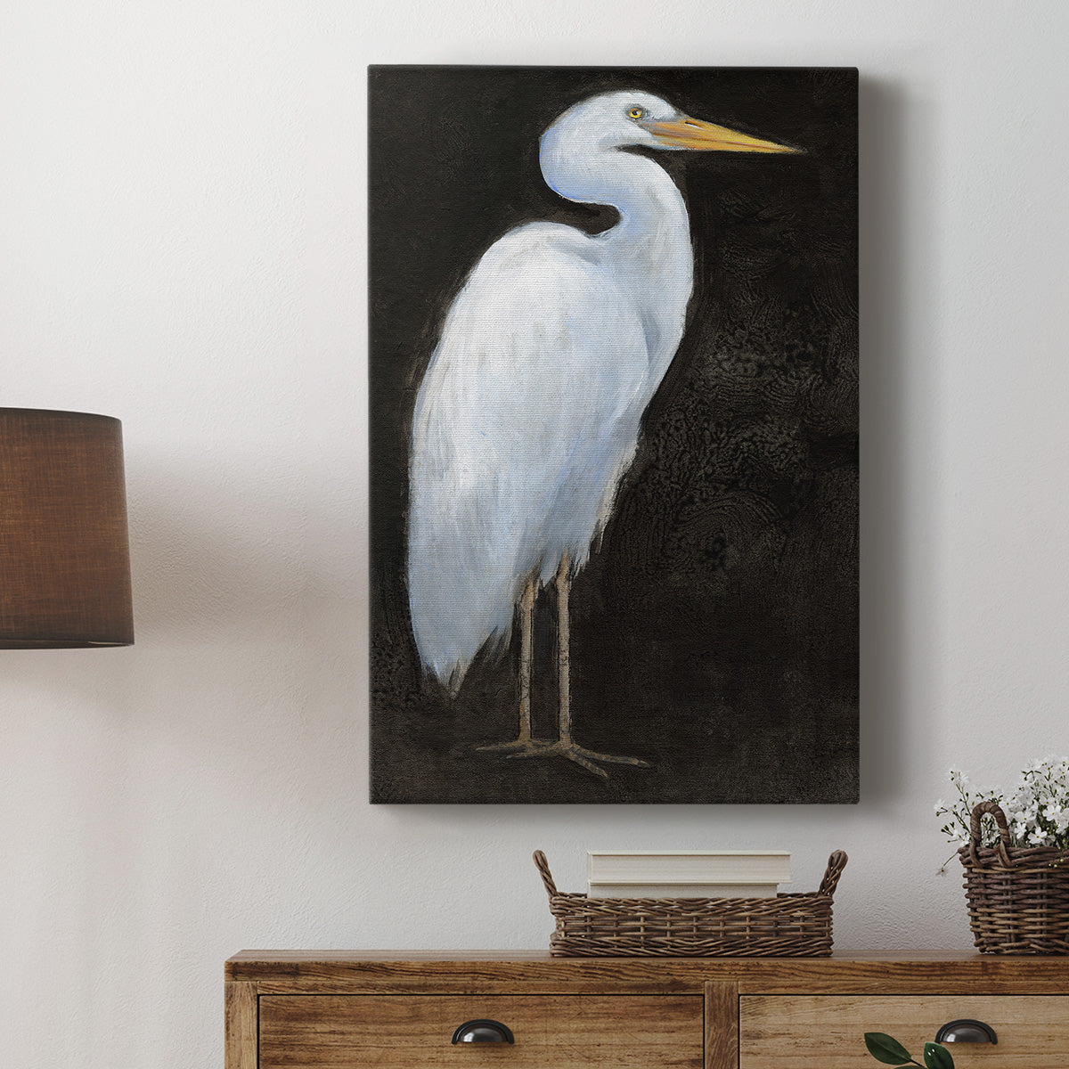 White Heron Portrait I  Premium Gallery Wrapped Canvas - Ready to Hang