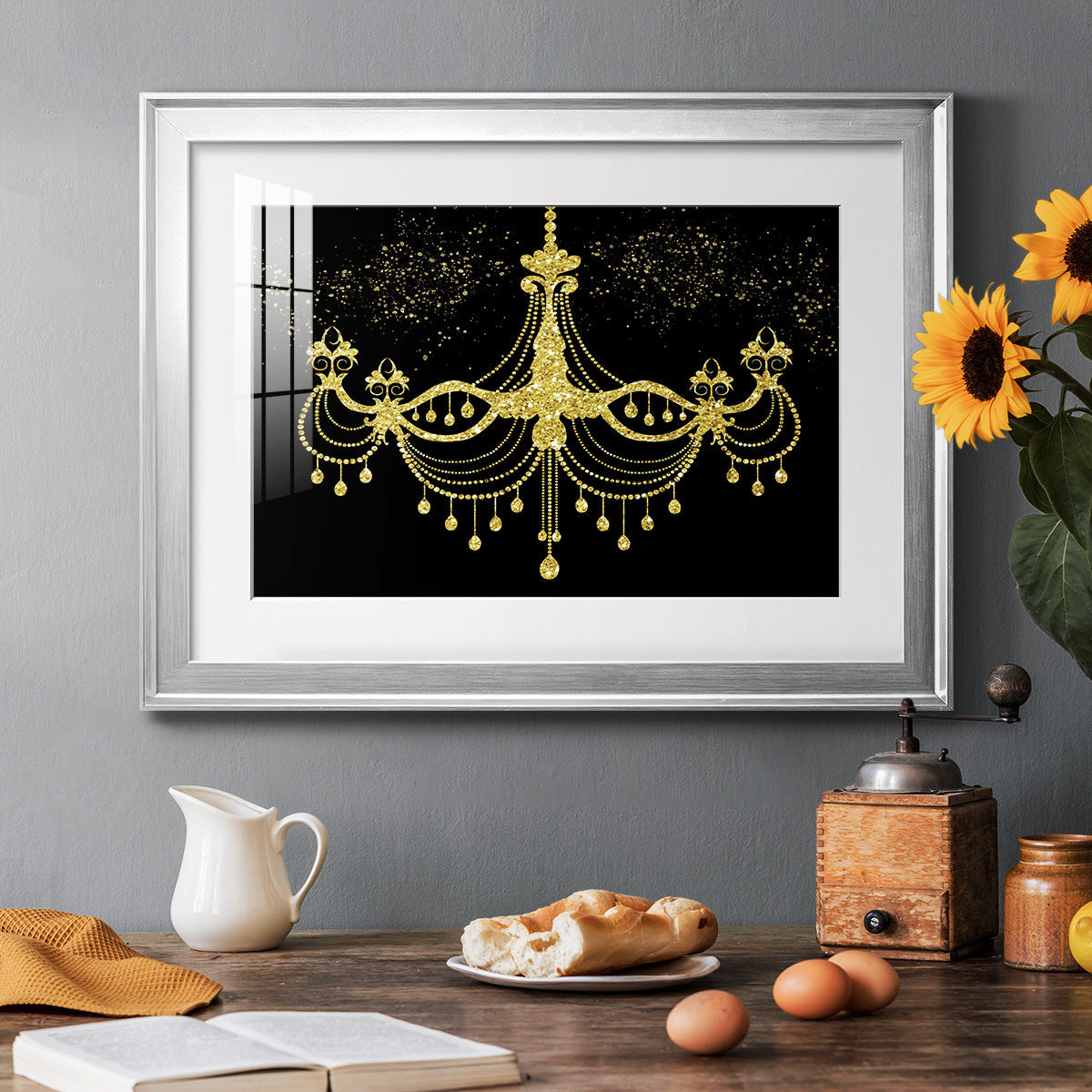 Golden Chandelier Premium Framed Print - Ready to Hang