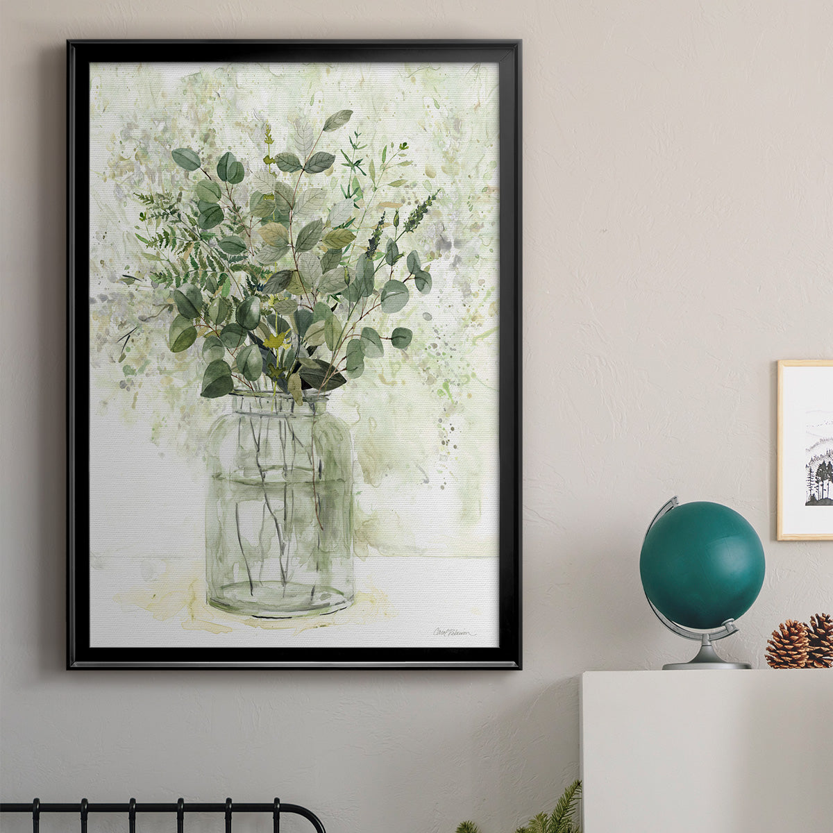 Delicate Greenery II - Modern Framed Canvas Print