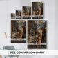 Size comparison chart for canvas art prints, showing multiple size options.