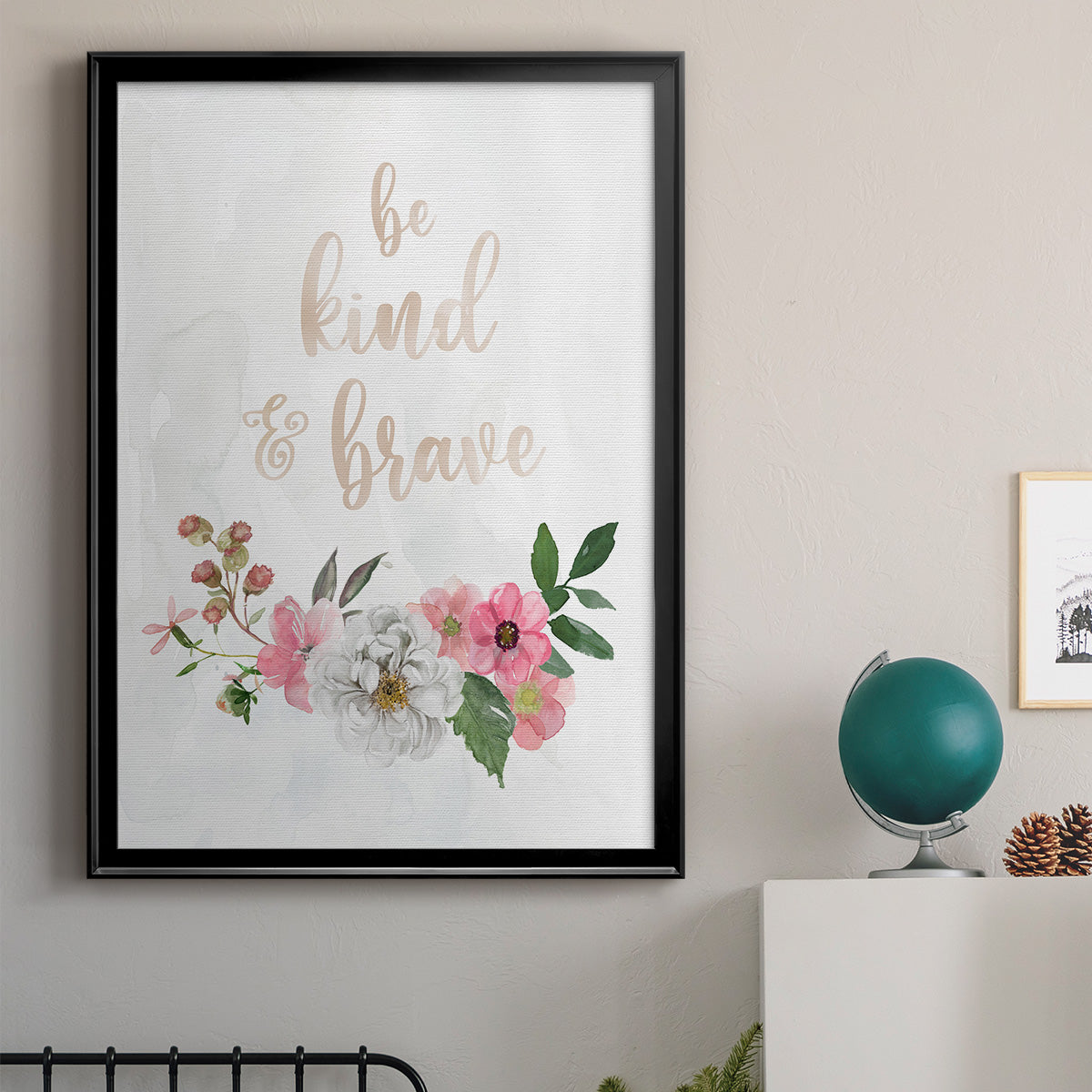 Be Kind and Brave - Modern Framed Canvas Print