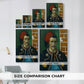 Size comparison chart for canvas art prints, showing multiple size options.
