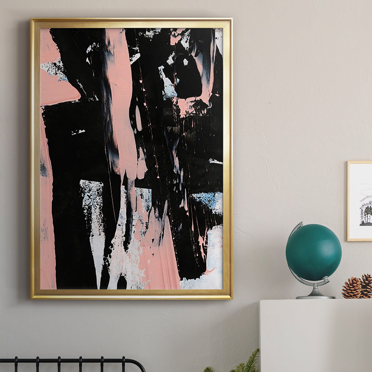 Black & Blush I - Modern Framed Canvas Print