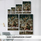 Size comparison chart for canvas art prints, showing multiple size options.