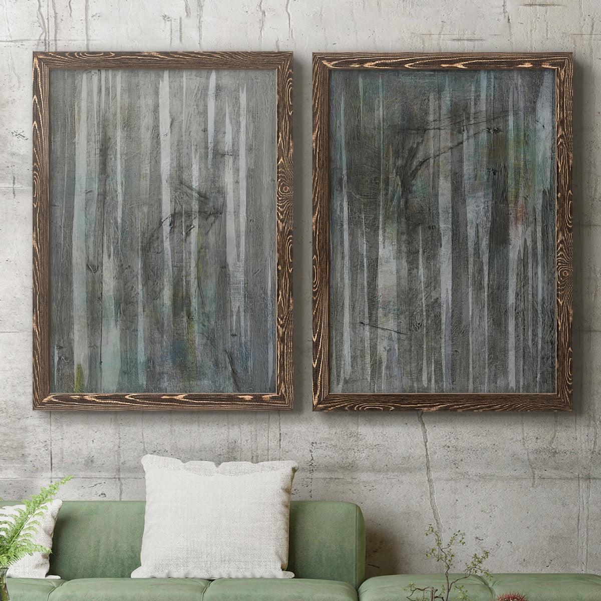 Birch Forest Abstracts I - Premium Framed Canvas 2 Piece Set - Ready to Hang