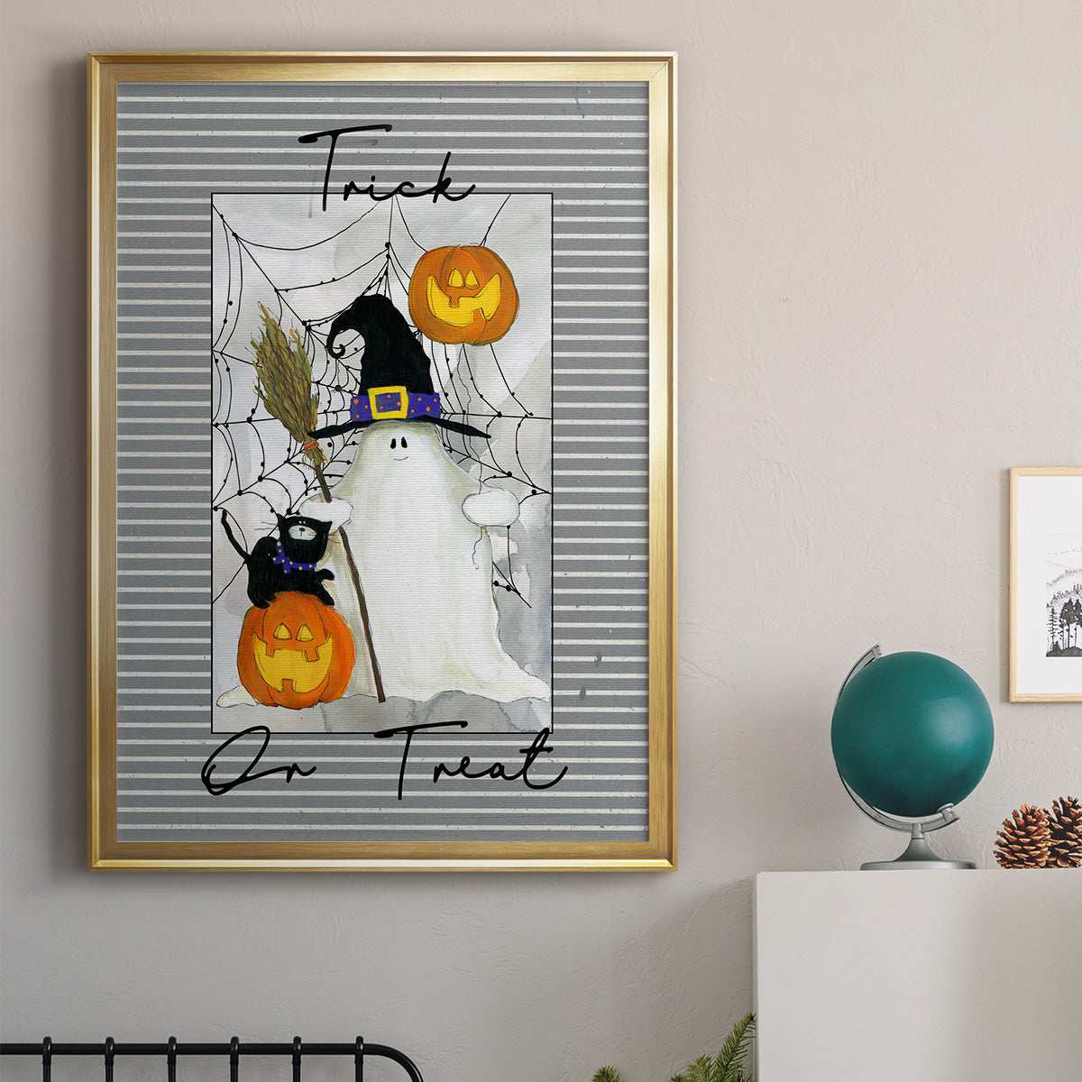 Trick or Treat Ghost - Modern Framed Canvas Print