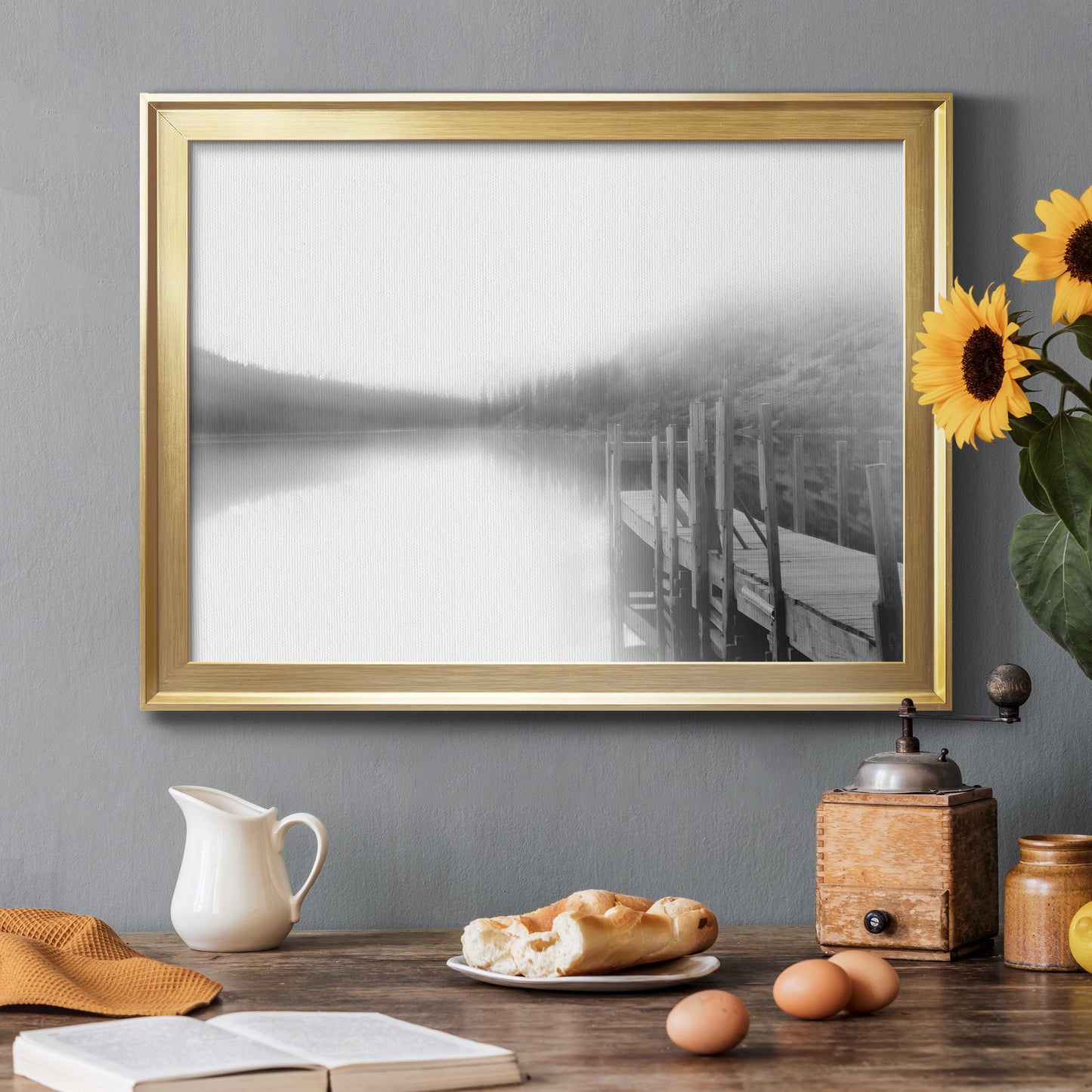 Mist on the Docks Premium Classic Framed Canvas - Ready to Hang