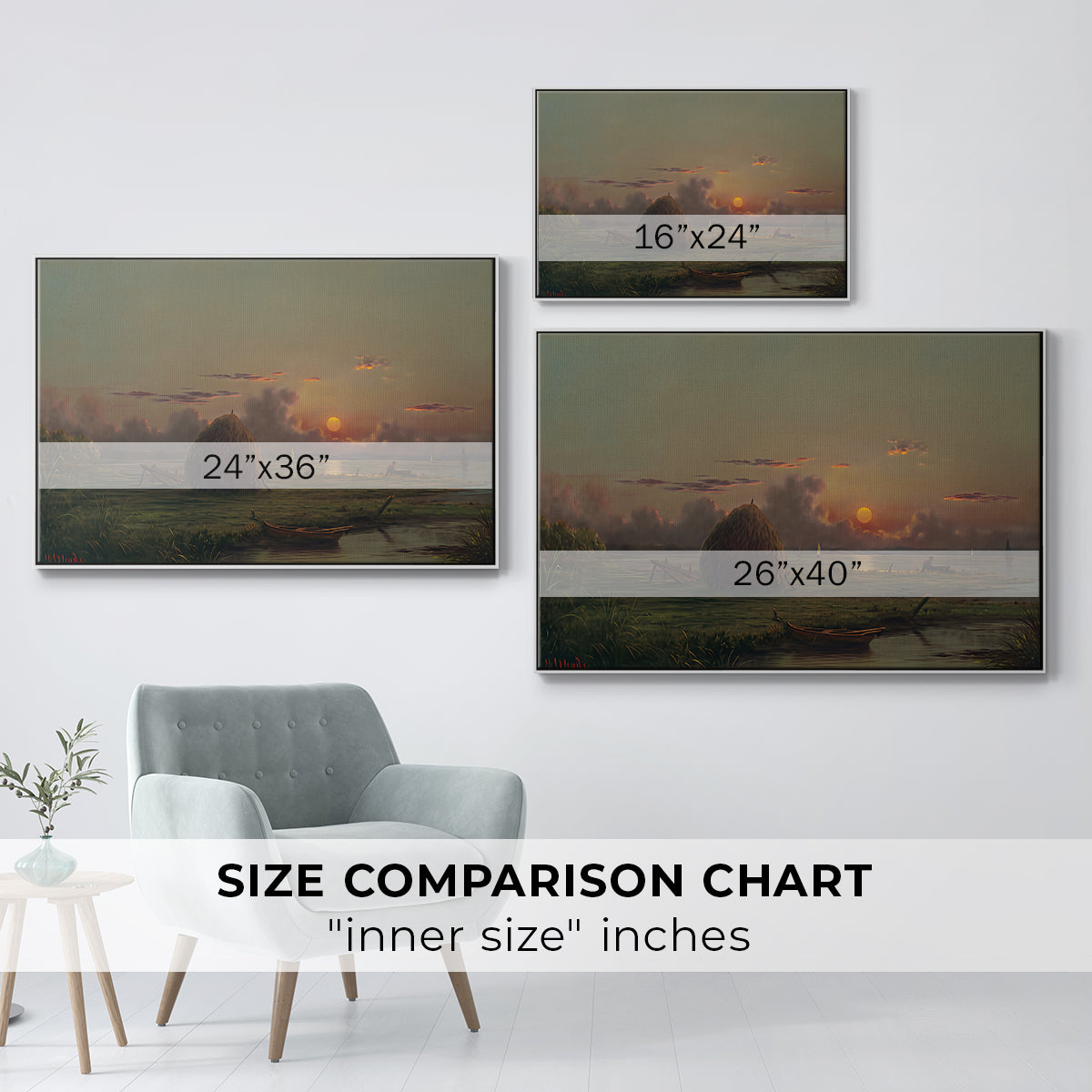 Haystack at Sunset, 1880 - Floater Framed Canvas Print