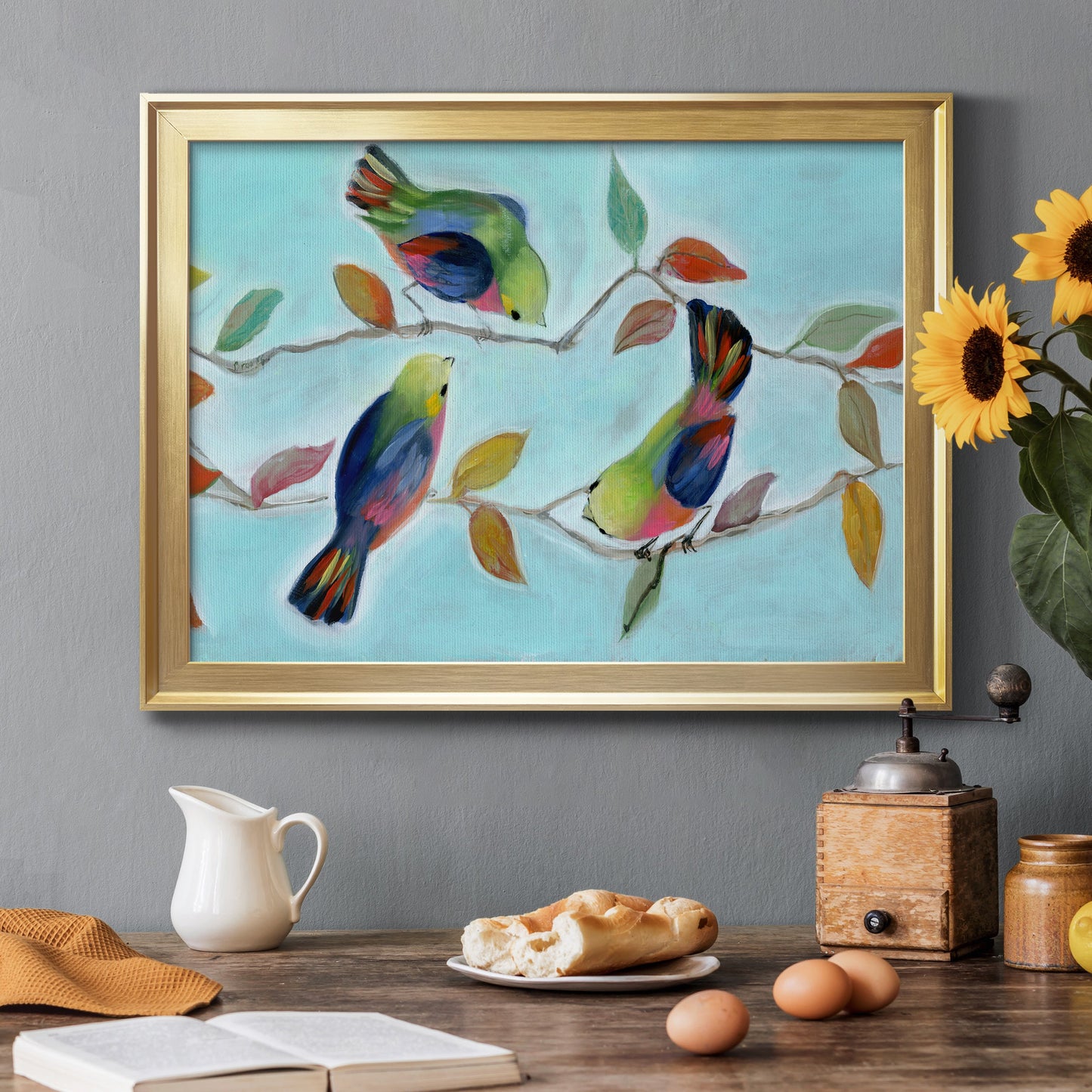 Bitty Birds I - Modern Framed Canvas Print