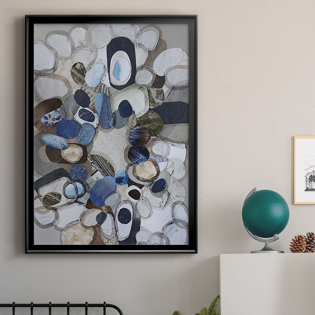 Santa Cruz Beach Stones - Modern Framed Canvas Print