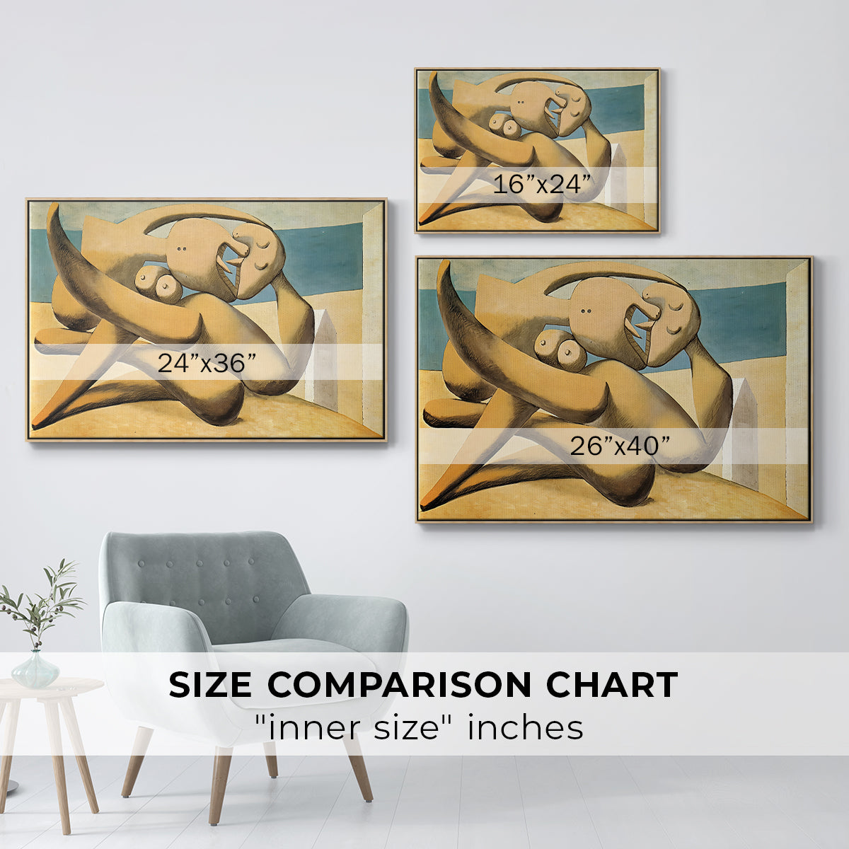 Figures at the Seaside (The Kiss), 1931 - Floater Framed Canvas Print