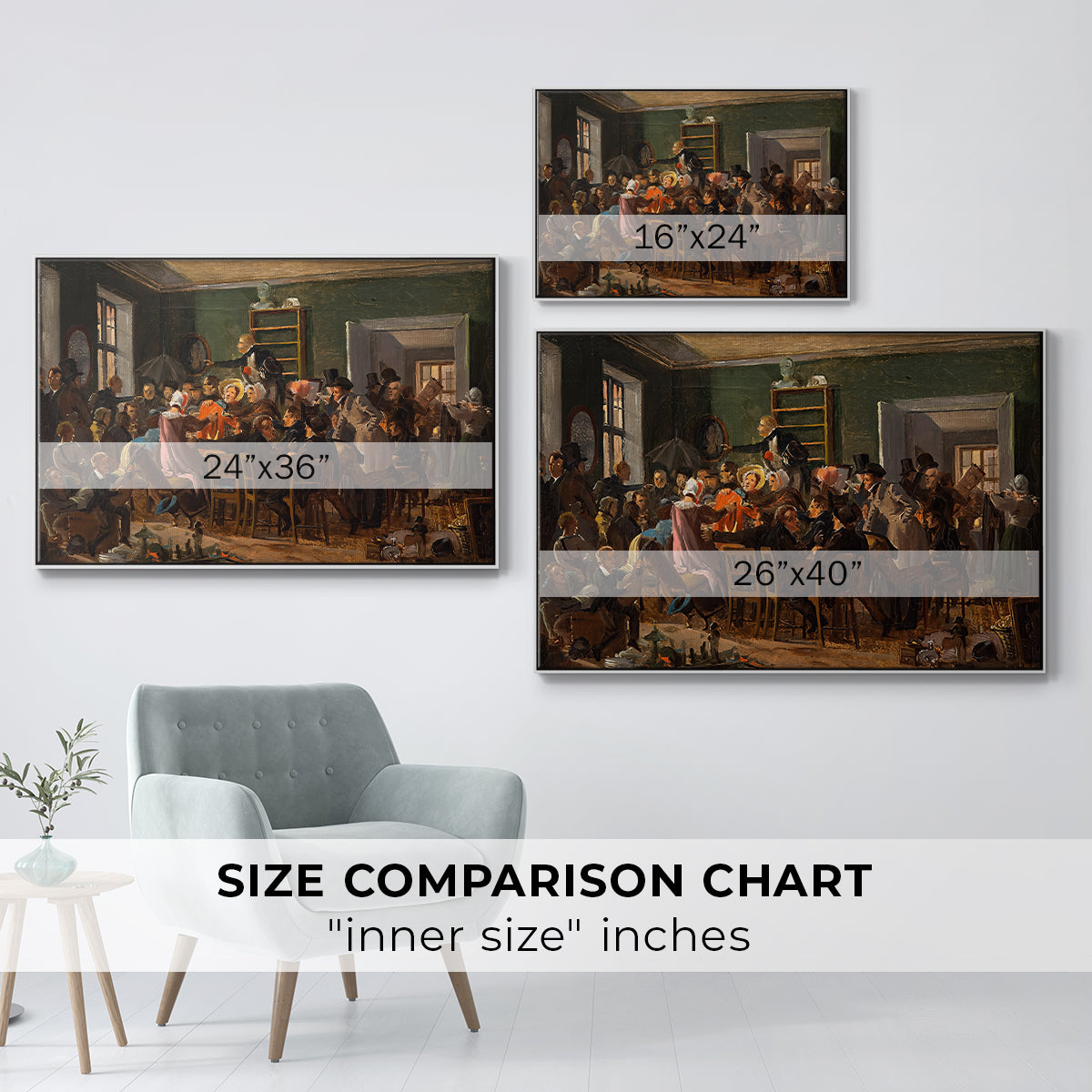 An Auction Scene, 1835 - Floater Framed Canvas Print