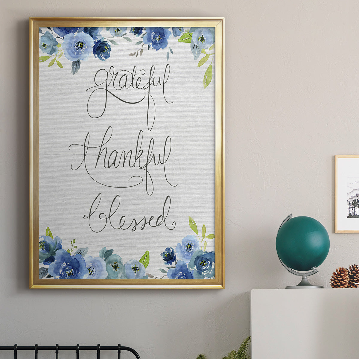 Grateful, Thankful, Blessed - Modern Framed Canvas Print