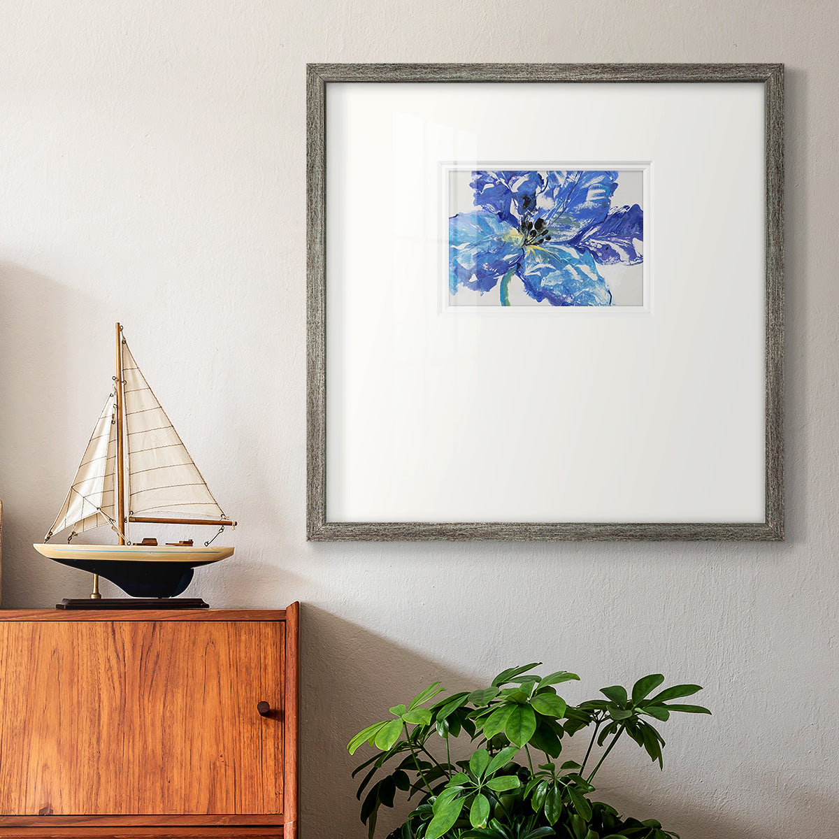 Fleur Bleue I Premium Framed Print Double Matboard