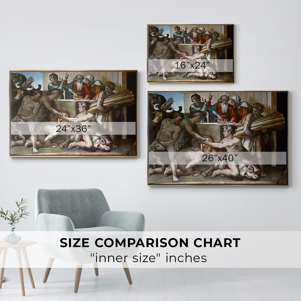 The Sacrifice of Noah (Sistine Chapel), 1509 - Floater Framed Canvas Print