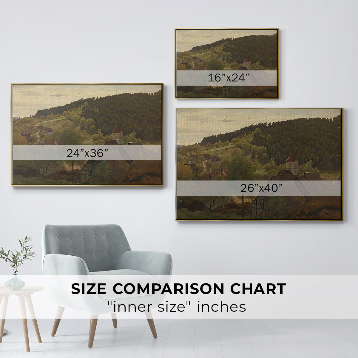 Landscape from Ebersteinburg in Baden, 1876 - Floater Framed Canvas Print