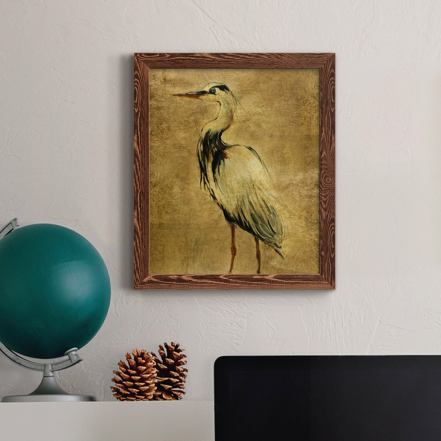 Gold Crane at Dusk II - Premium Canvas Framed in Barnwood - Ready to Hang