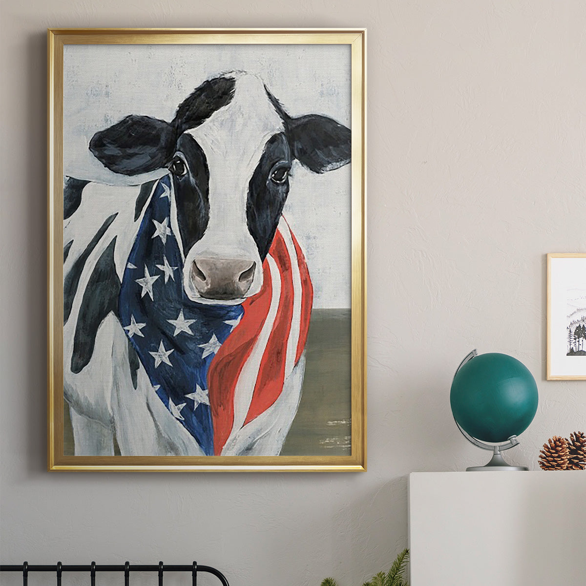 American Cow II - Modern Framed Canvas Print