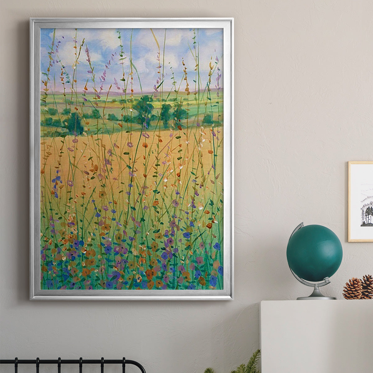 Wildflower Path II - Modern Framed Canvas Print