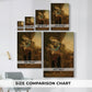 Size comparison chart for canvas art prints, showing multiple size options.