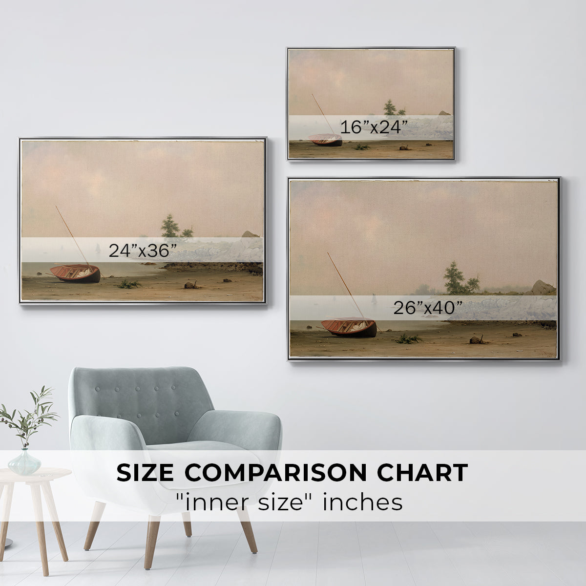 The Stranded Boat, 1863 - Floater Framed Canvas Print