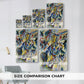 Size comparison chart for canvas art prints, showing multiple size options.