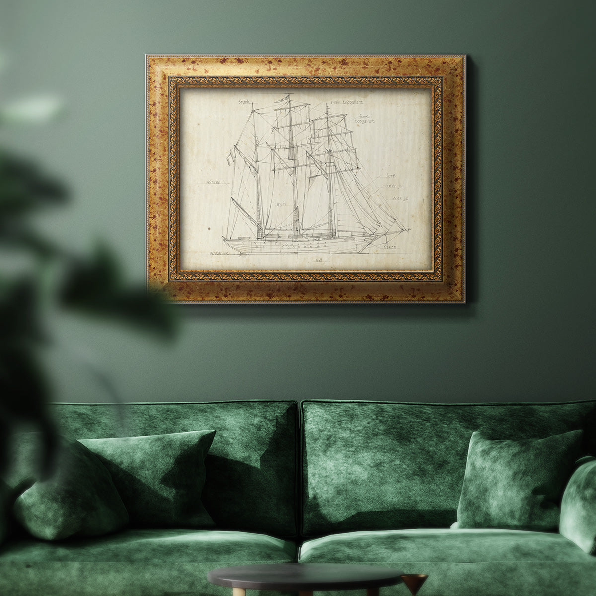 Sailboat Blueprint I Premium Framed Canvas- Ready to Hang