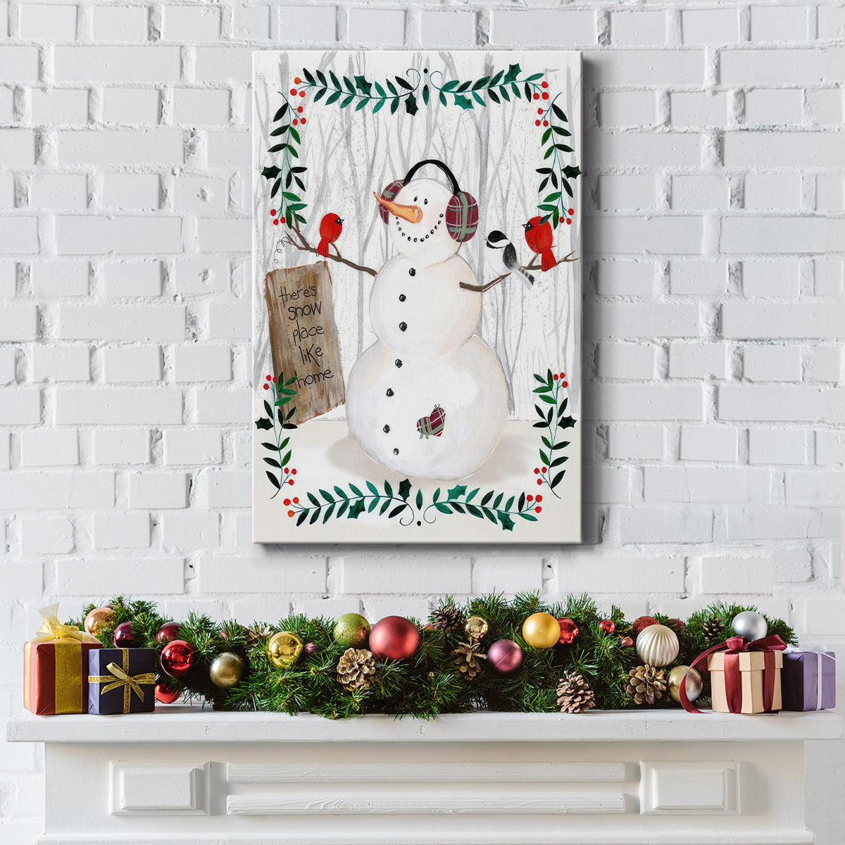 Folk Snowman Forest II - Gallery Wrapped Canvas