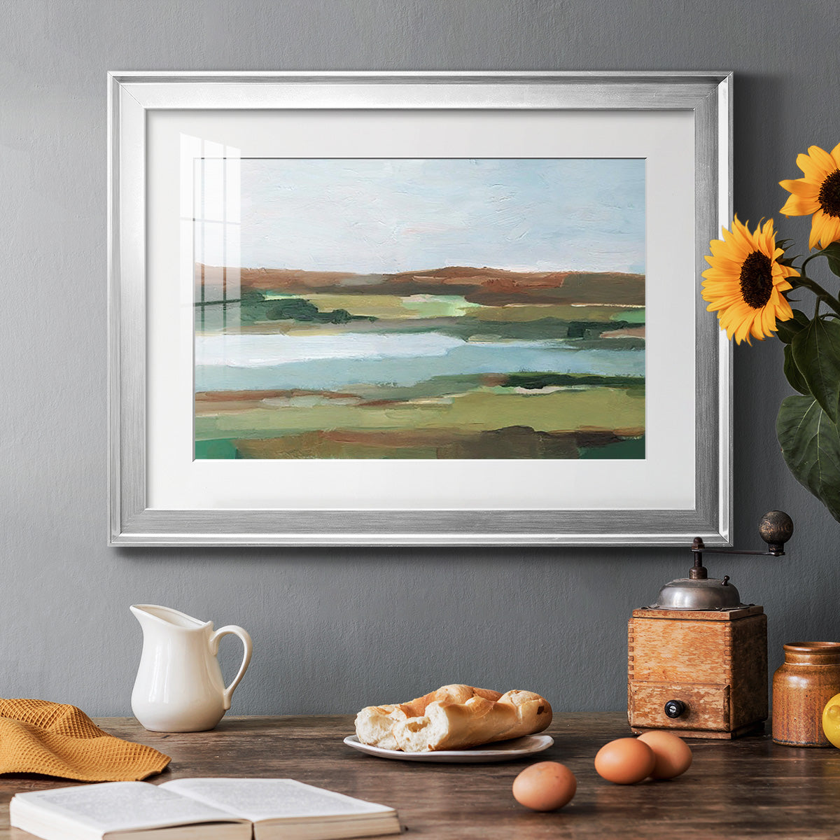Autumn River Crossing II - Modern Framed Art Print